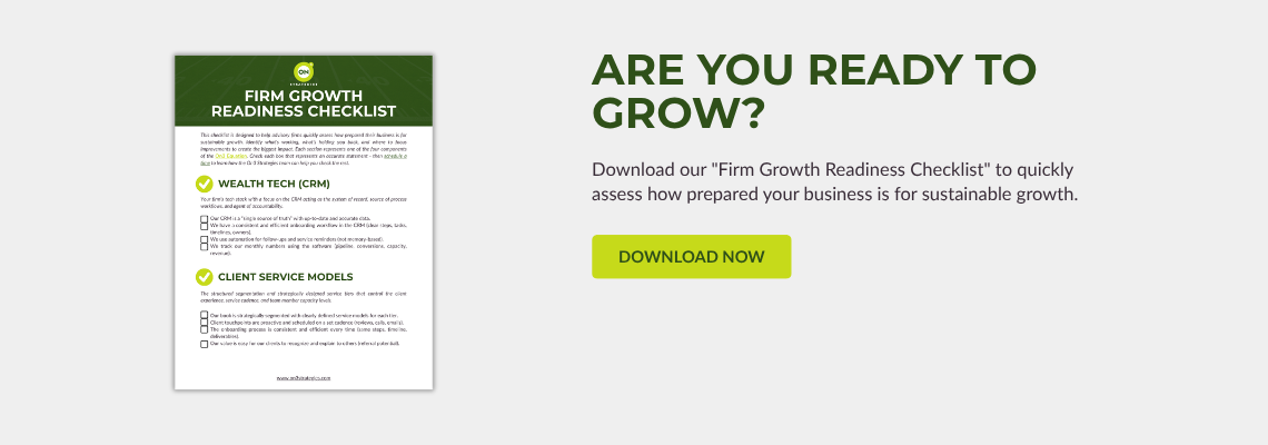 Prompt image for Firm Growth Readiness Checklist resource, download page, Coaching for Financial Advisors