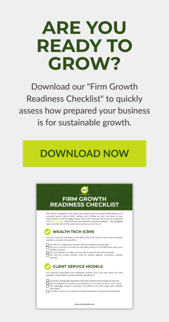 Prompt image for Firm Growth Readiness Checklist resource, download page, Coaching for Financial Advisors