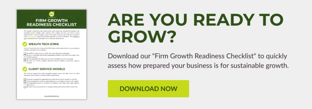 Prompt image for Firm Growth Readiness Checklist resource, download page, Coaching for Financial Advisors